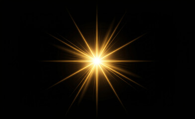Fototapeta premium golden light burst with glowing rays on black background