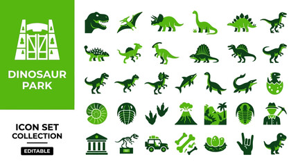 Dinosaur park collection with prehistoric creatures and fossils © Lunar Studio