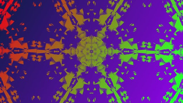 Kaleidoscope abstract pattern of colorful snowflakes intricate