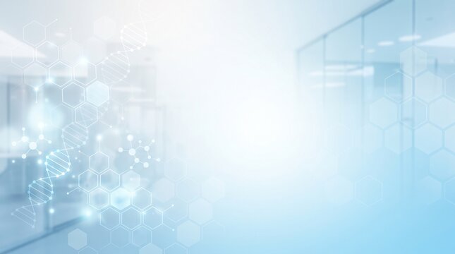 Abstract Medical Healthcare Background Template with Science Hexagon Pattern and Copy Space