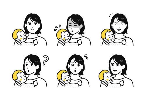 赤ちゃんとお母さんのアイコンセット