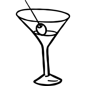 Martini Cocktail Glass Line Art Illustration