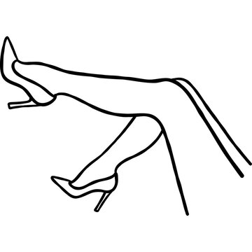 Elegant Female Legs in High Heels Line Art