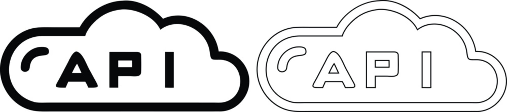 Black Cloud API Technology Outline Icons