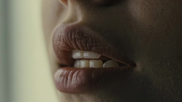 Extreme Macro Natural Human Lips with Soft Light and Realistic Skin Texture