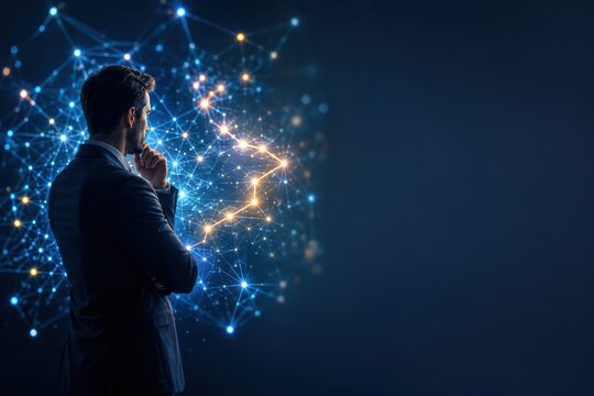 Business strategist discovering AI pattern in connected data network