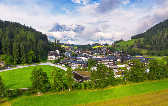 Beautiful alpine view at Werfenweng - Salzburg - Austria, Alps green landscape with village