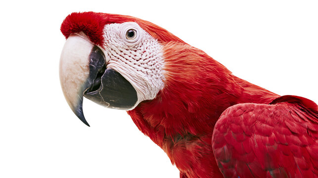 Scarlet Macaw parrot head and wing detail