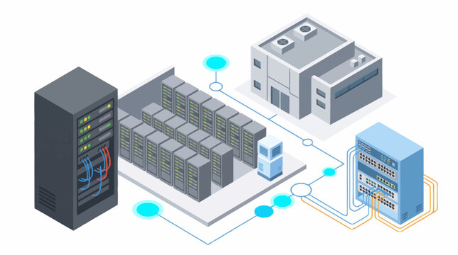 Modern Data Center Infrastructure with Servers and Cooling Systems.