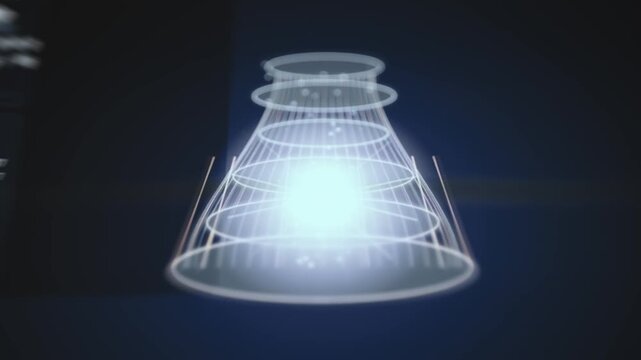 Glowing Chandelier Structure Of A Quantum Computer Cooling System