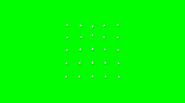 Optical flow vectors animated as white arrows on green screen 4k