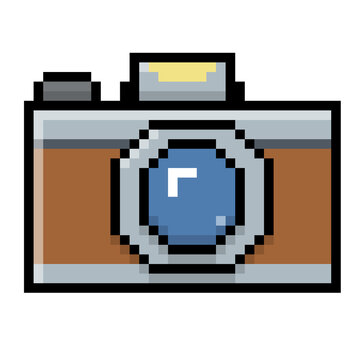 Retro vintage photo camera pixel art illustration
