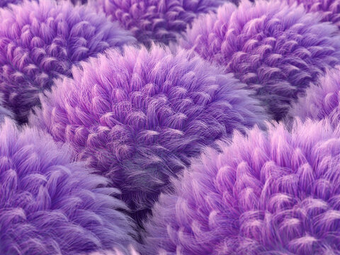 Fluffy purple spheres, 3d rendering