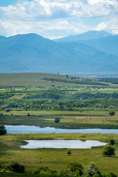 Views of the Făgăraș Mountains and the Olt River, Romania
