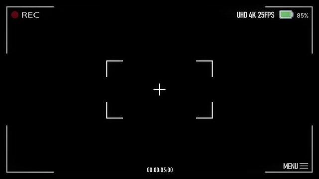 Camera Viewfinder Overlay | 4K REC Recording Frame Animation

Camera Viewfinder Overlay animation featuring REC recording indicator, focus frame, battery icon, timer, UHD resolution, and camera interf