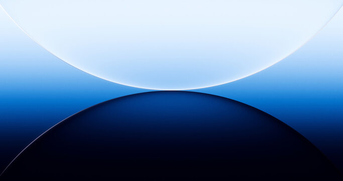 Abstract blue gradient background with overlapping glass sphere