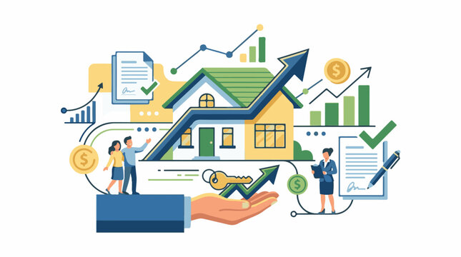 Real estate growth and investment concept illustration
