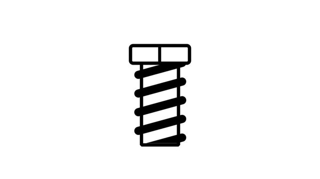 A black and white line icon of a single wood screw showing the threaded shaft and slotted head used for fastening building materials during a project
