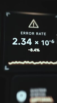 Quantum Error Rate Card With Warning Icon And A Falling Percentage Trend
