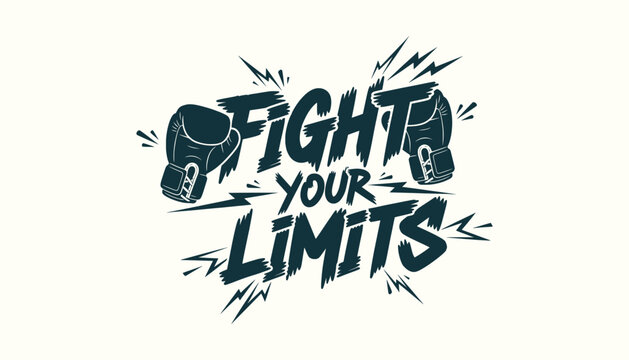 Fight Your Limits Typography Quote with Boxing Gloves Vector Illustration for Fitness and Sports