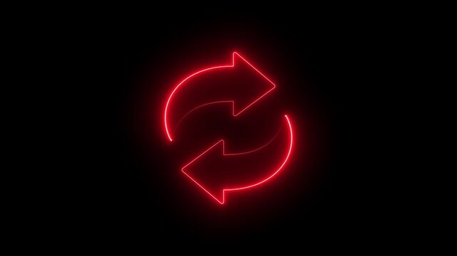 A neon blue bidirectional arrow icon often used to represent exchange, transfer, or navigation. 4k