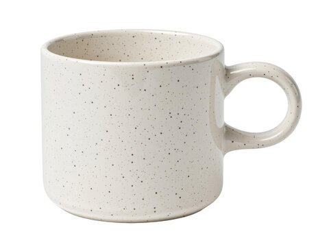 White speckled ceramic coffee mug on, isolated on transparent background
