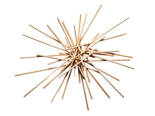 Fototapeta premium Wooden sticks forming abstract radial chaotic structure, isolated on transparent background