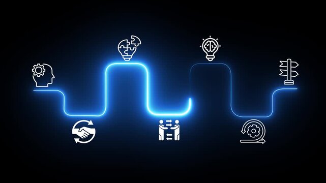 Soft skills idea. Creativity, Problem solving, persuasion, collaboration, adaptability. Animation of skills icon. 4k video. 