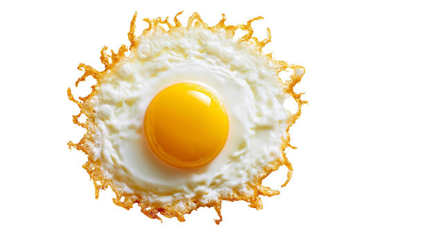 Crispy fried egg with golden brown edges and bright yellow yolk