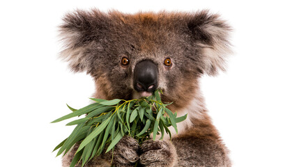 Koala eating eucalyptus leaves, close-up portrait © Alaric