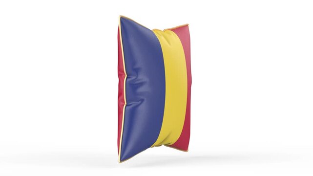 Pillow with the flag of Romania or Chad on white background