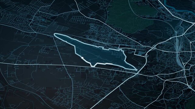 Vilnius International Airport Lithuania Glowing Digital Map Animation