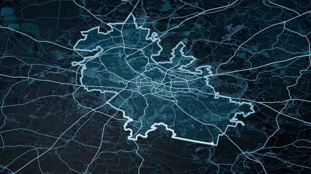 Vilnius Lithuania Glowing Digital Map Animation