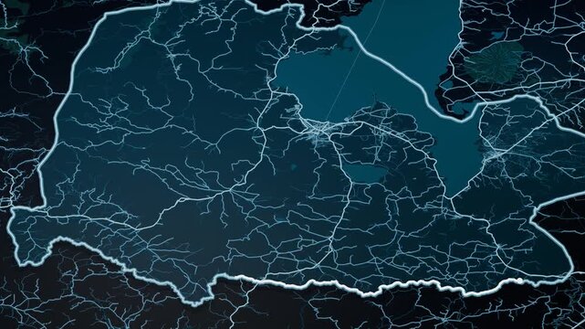 Van Turkey Glowing Digital Map Animation