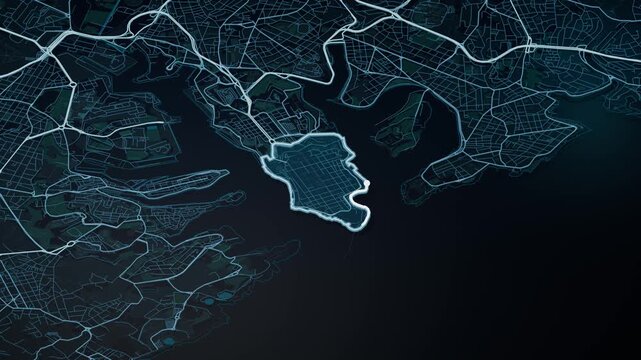 Valletta Malta Glowing Digital Map Animation