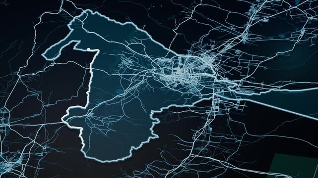 UEruemqi China Glowing Digital Map Animation