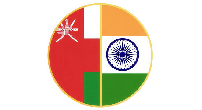 Oman and India flag icon design isolated on transparent background
