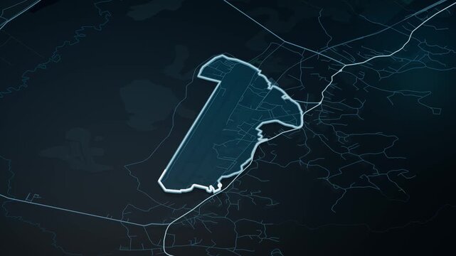 Tuzla International Airport Glowing Digital Map Animation
