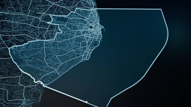 Tripoli Libya Glowing Digital Map Animation