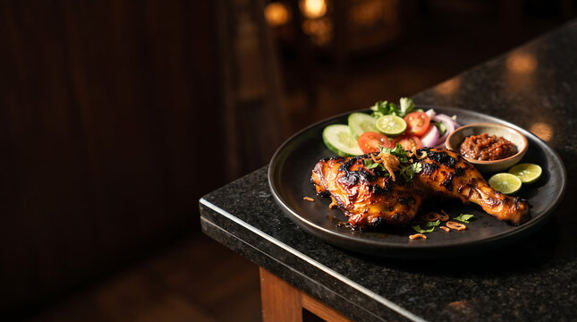 Grilled Chicken with Red Onion Salad and Chili Paste