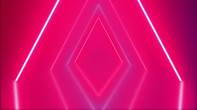 Neon pink and blue glowing triangular tunnel a futuristic corridor