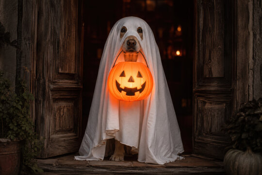 halloween  ghost  dog trick or treat