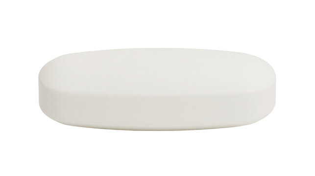 White oval pill capsule with rounded edges