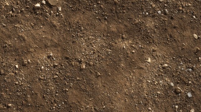 Rugged earthy terrain with rock scatter. Artificial intelligence image