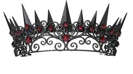 Gothic black metal crown with red gems and spikes © Motruc