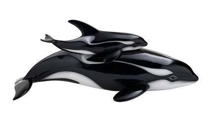 Orca mother and calf swimming together © Motruc