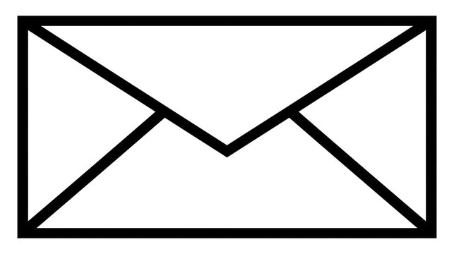 Black outline of an open envelope symbol
