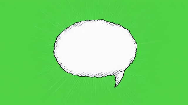 Animated Speech Bubbles Appearing Sequentially on Green Screen Background with Black Stripes