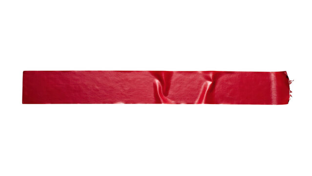 Red duct tape strip, sticky adhesive plastic strip texture, bright crimson packing tape element, repair tool supply isolated on Transparent Background