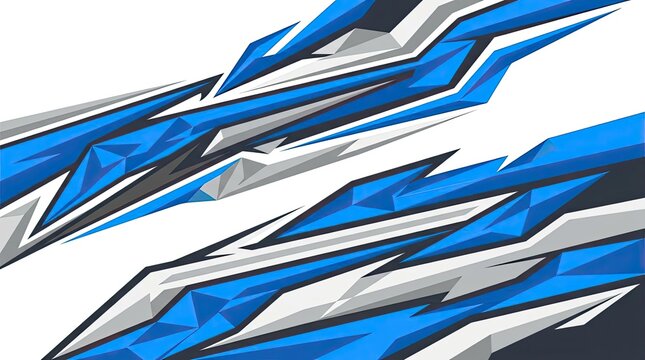 Blue and white geometric speed graphic for wraps.